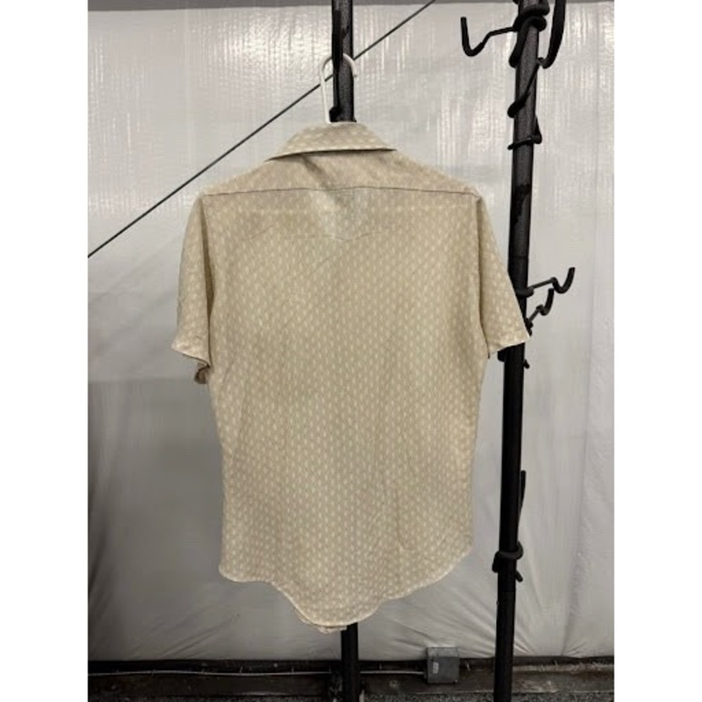 Vintage 70s Towncraft JCPenney Penn Prest Shirt Tan Geometric Texture Disco Mens - Picture 3 of 3